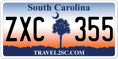 SC license plate ZXC355