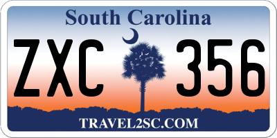 SC license plate ZXC356