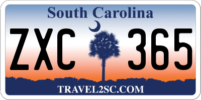 SC license plate ZXC365
