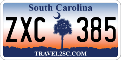 SC license plate ZXC385