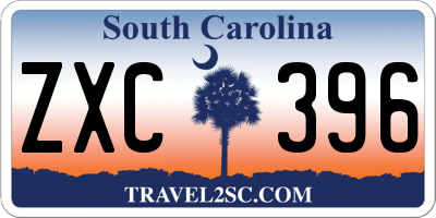 SC license plate ZXC396