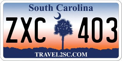 SC license plate ZXC403