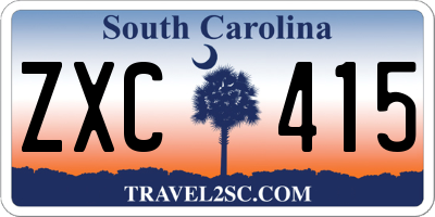 SC license plate ZXC415
