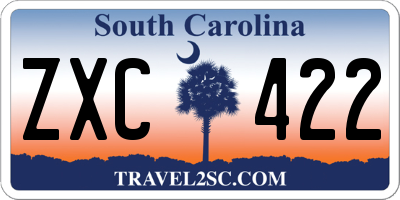 SC license plate ZXC422
