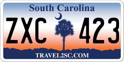 SC license plate ZXC423