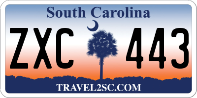 SC license plate ZXC443