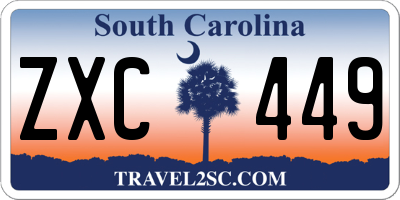 SC license plate ZXC449