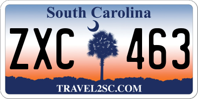 SC license plate ZXC463