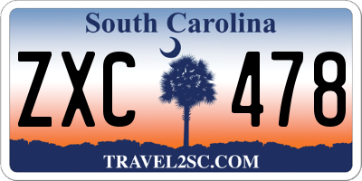 SC license plate ZXC478