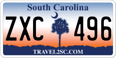 SC license plate ZXC496