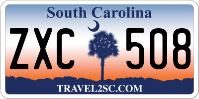 SC license plate ZXC508