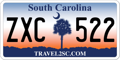 SC license plate ZXC522