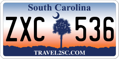 SC license plate ZXC536