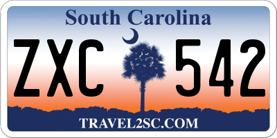 SC license plate ZXC542