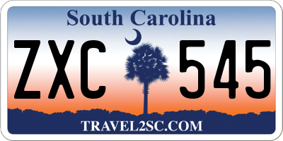 SC license plate ZXC545