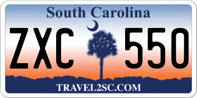 SC license plate ZXC550
