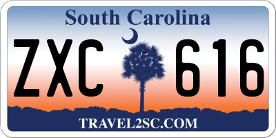 SC license plate ZXC616