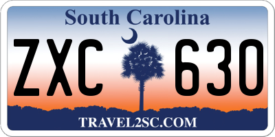 SC license plate ZXC630