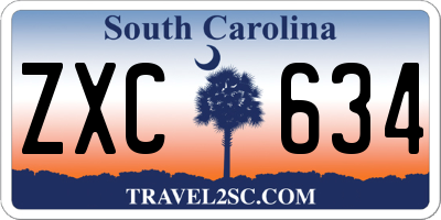 SC license plate ZXC634