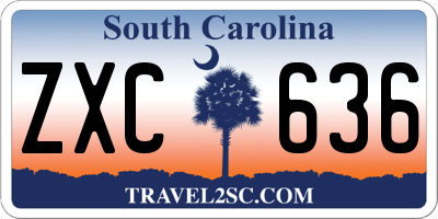 SC license plate ZXC636