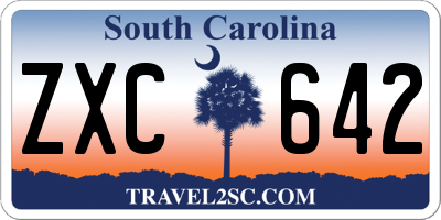 SC license plate ZXC642