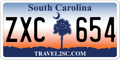SC license plate ZXC654
