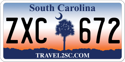 SC license plate ZXC672