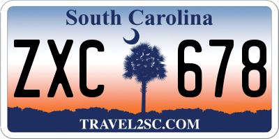 SC license plate ZXC678