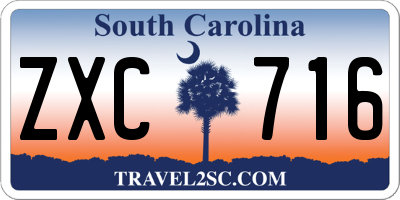 SC license plate ZXC716