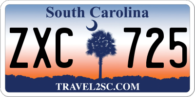 SC license plate ZXC725