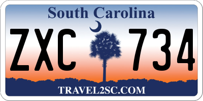 SC license plate ZXC734