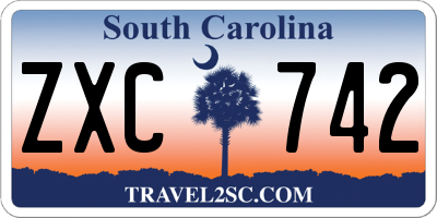 SC license plate ZXC742