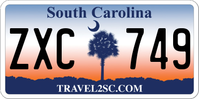 SC license plate ZXC749