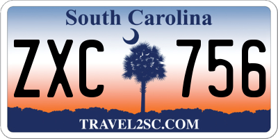 SC license plate ZXC756