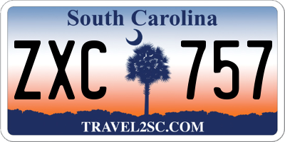 SC license plate ZXC757