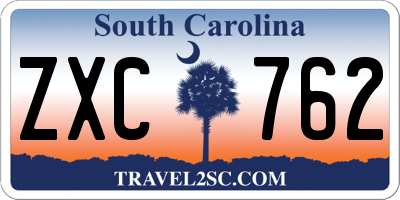 SC license plate ZXC762