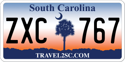 SC license plate ZXC767