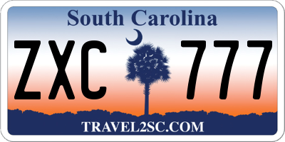 SC license plate ZXC777