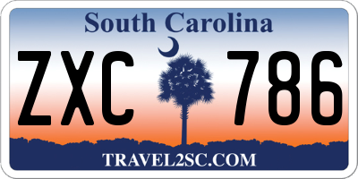 SC license plate ZXC786