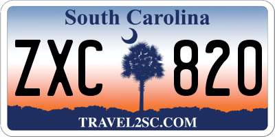 SC license plate ZXC820