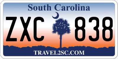 SC license plate ZXC838
