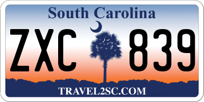 SC license plate ZXC839