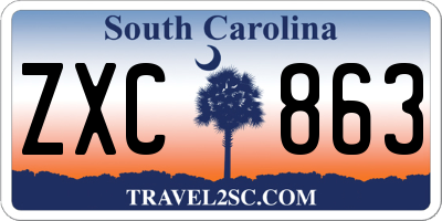SC license plate ZXC863