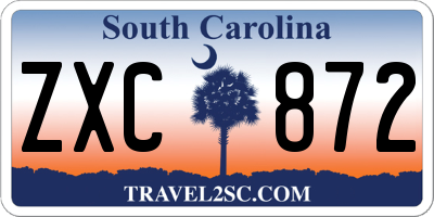 SC license plate ZXC872