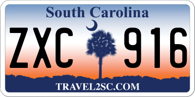 SC license plate ZXC916