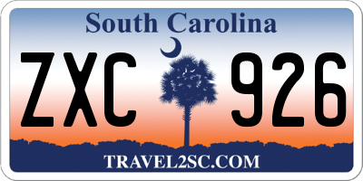 SC license plate ZXC926