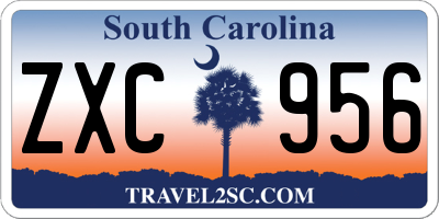 SC license plate ZXC956