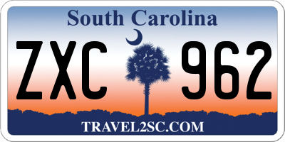 SC license plate ZXC962