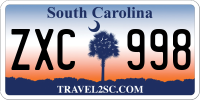 SC license plate ZXC998