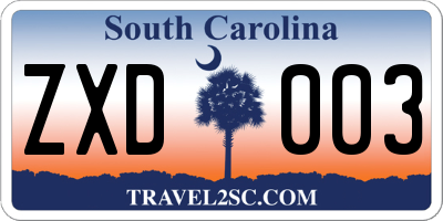 SC license plate ZXD003